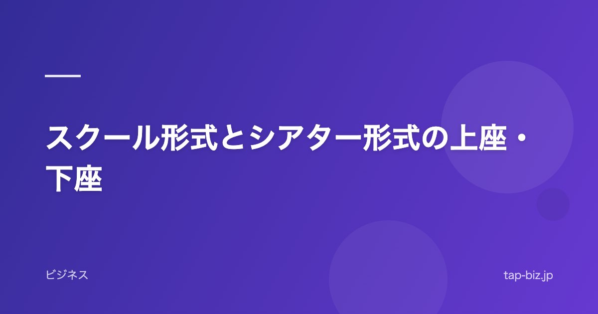 スクール形式とシアター形式の上座・下座
