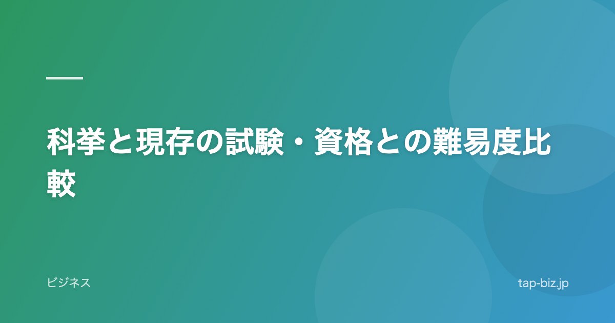 科挙と現存の試験・資格との難易度比較