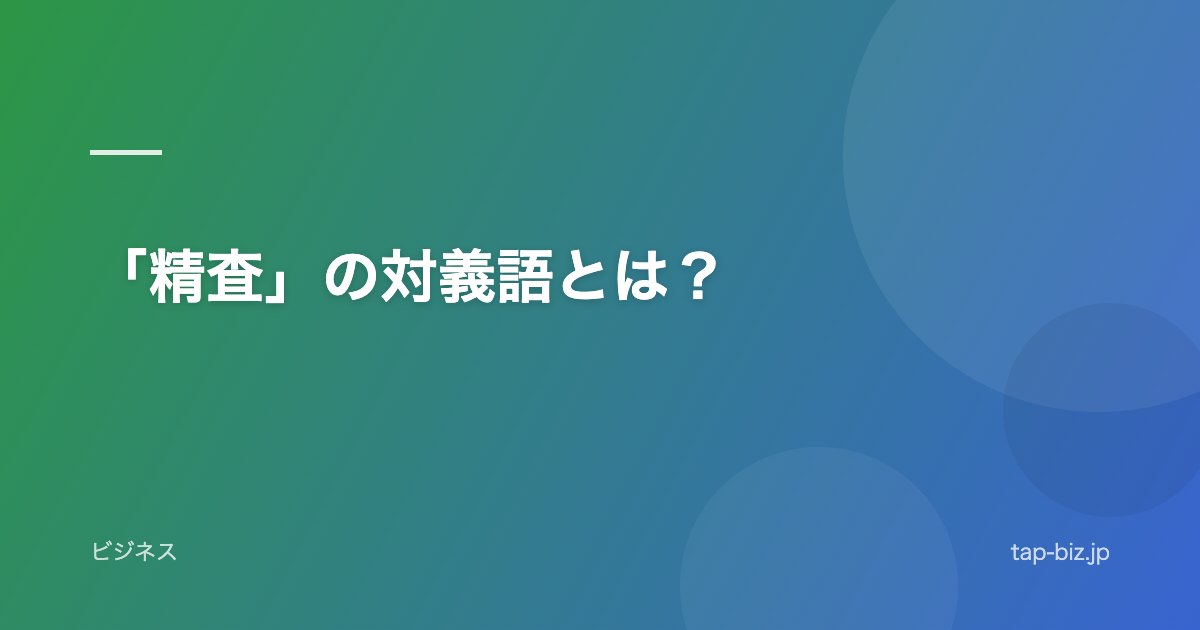 「精査」の対義語とは？