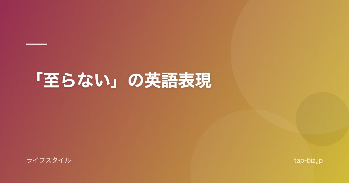 「至らない」の英語表現