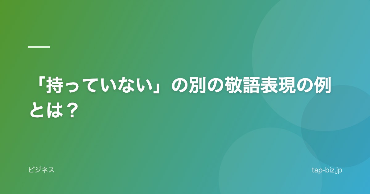 「持っていない」の別の敬語表現の例とは？