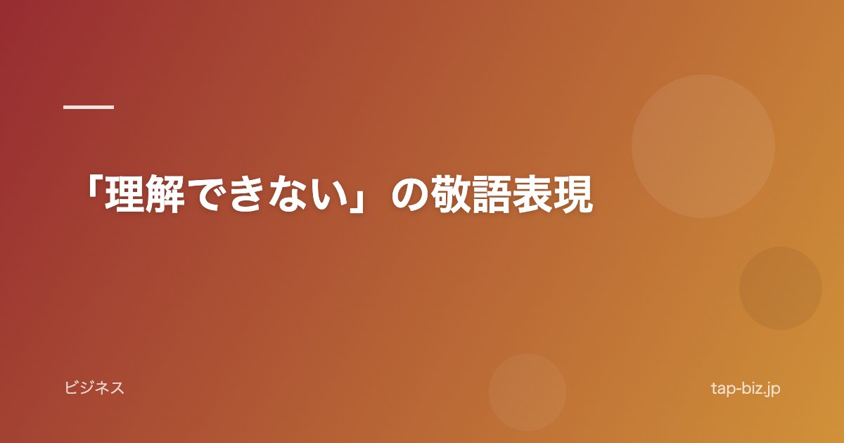 「理解できない」の敬語表現
