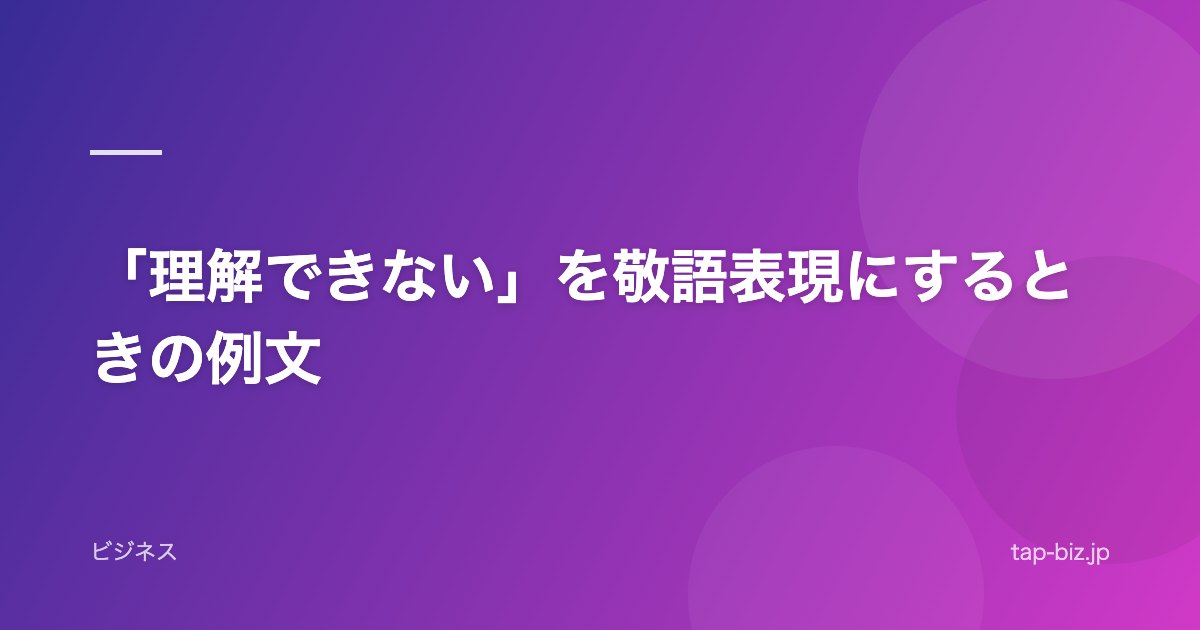 「理解できない」を敬語表現にするときの例文