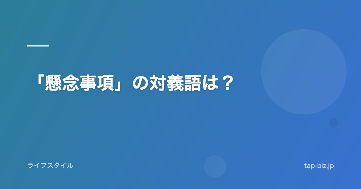 「懸念事項」の対義語は？