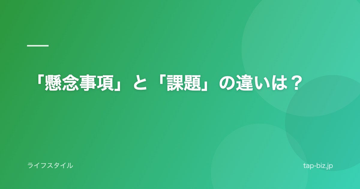 「懸念事項」と「課題」の違いは？