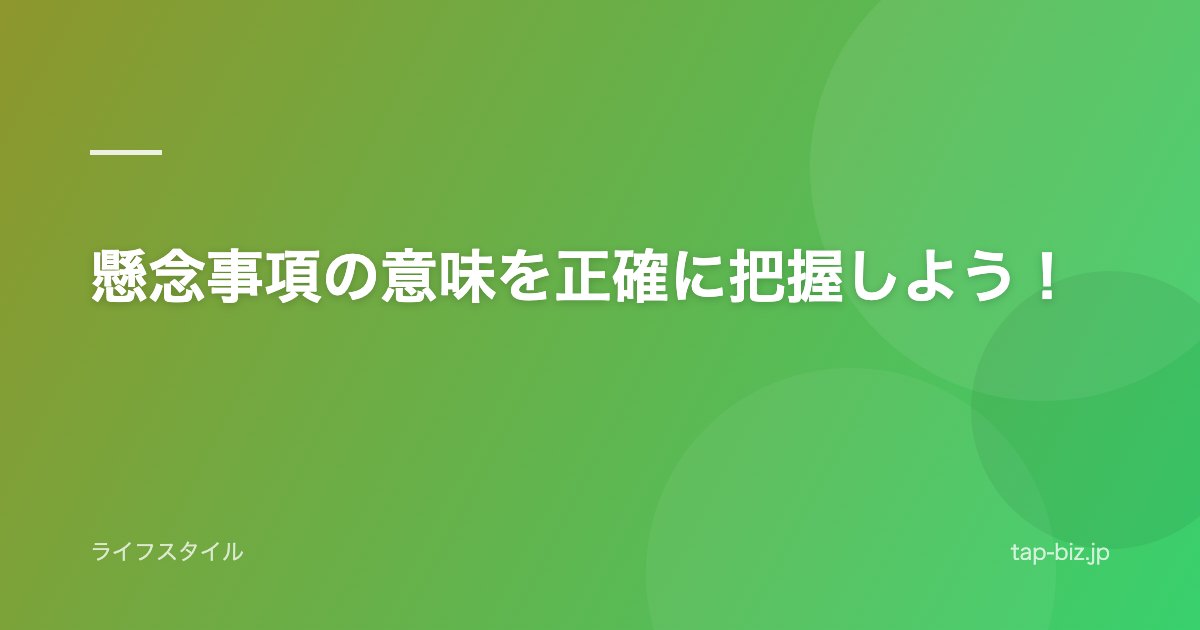 懸念事項の意味を正確に把握しよう！
