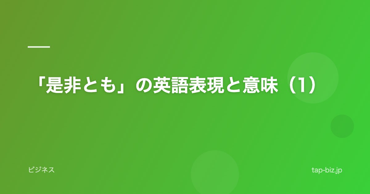「是非とも」の英語表現と意味（1）