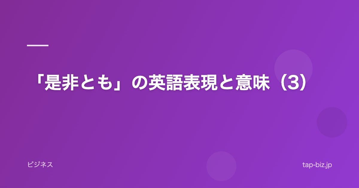 「是非とも」の英語表現と意味（3）