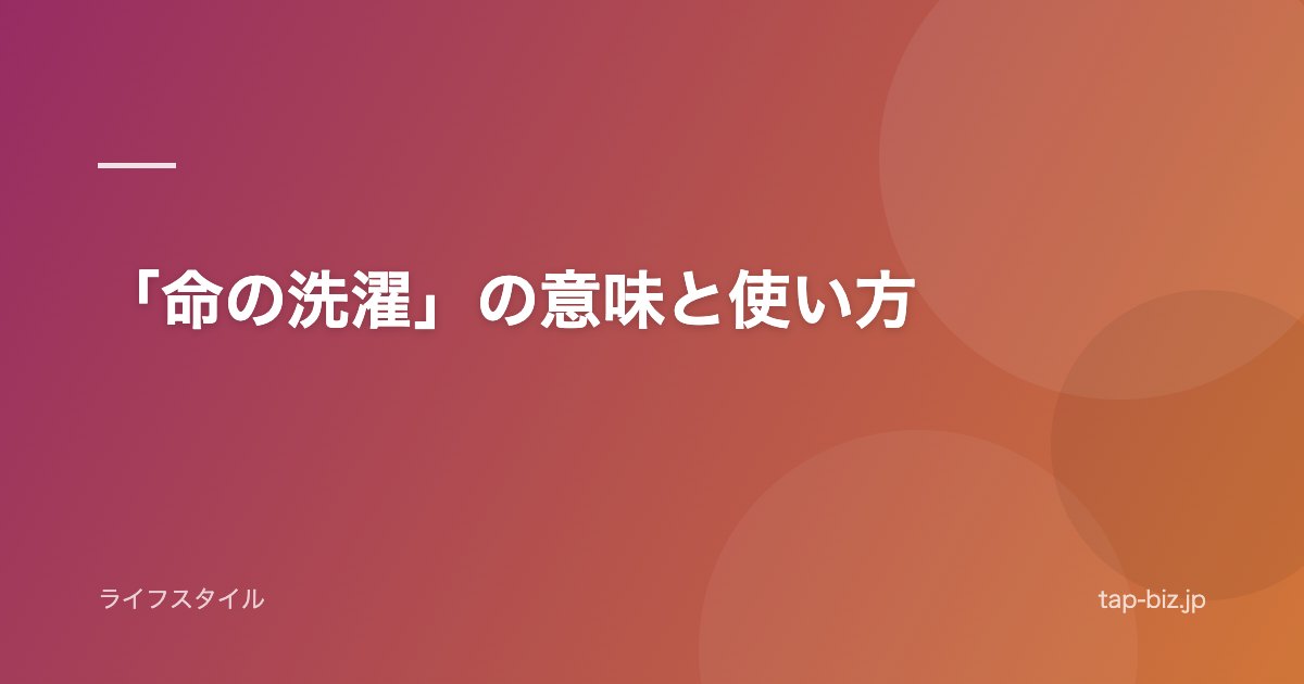「命の洗濯」の意味と使い方
