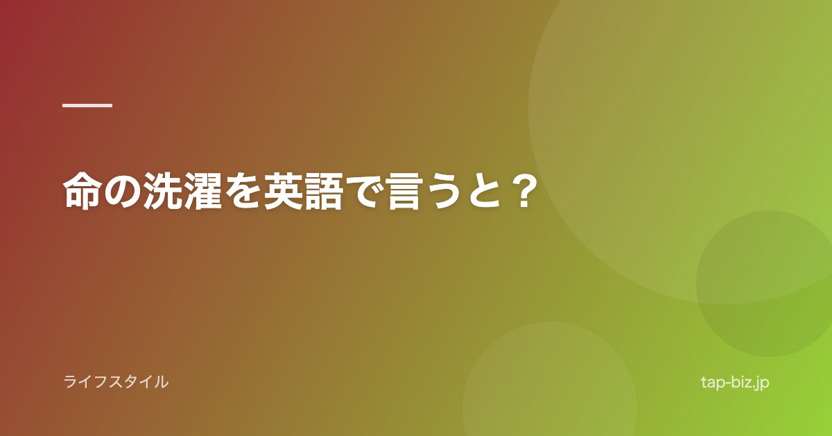 命の洗濯を英語で言うと？