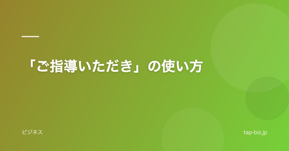 「ご指導いただき」の使い方