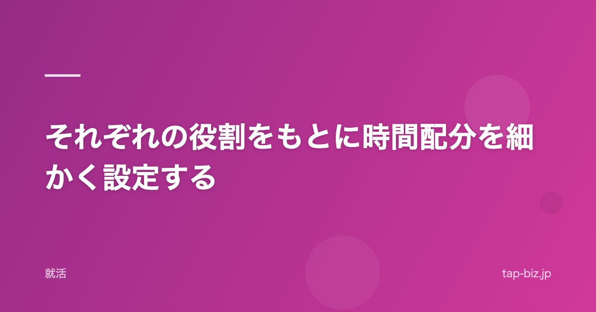 それぞれの役割をもとに時間配分を細かく設定する