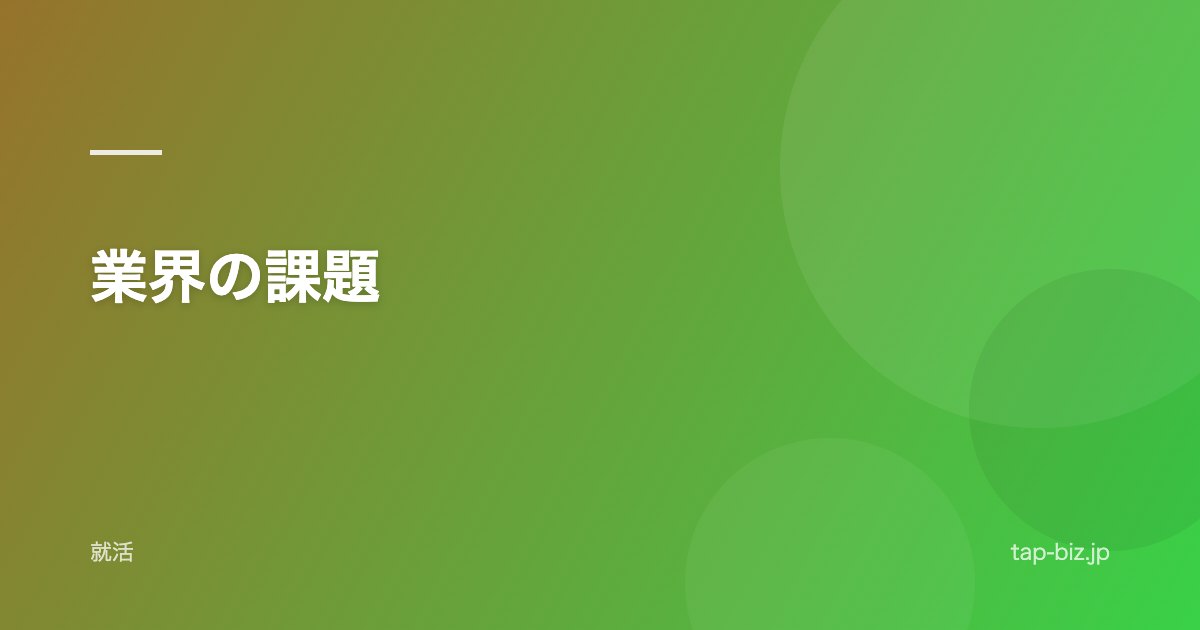 業界の課題