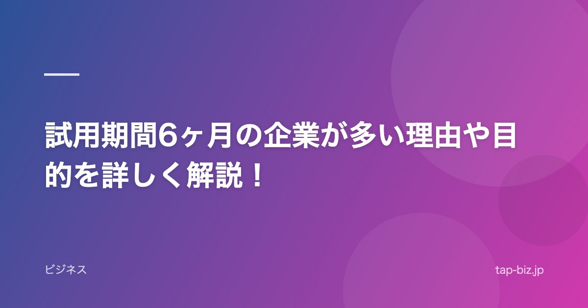 試用期間6ヶ月の企業が多い理由や目的を詳しく解説！