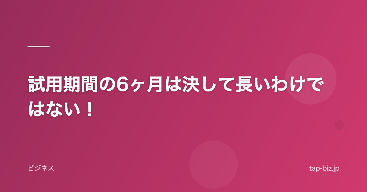 試用期間の6ヶ月は決して長いわけではない！